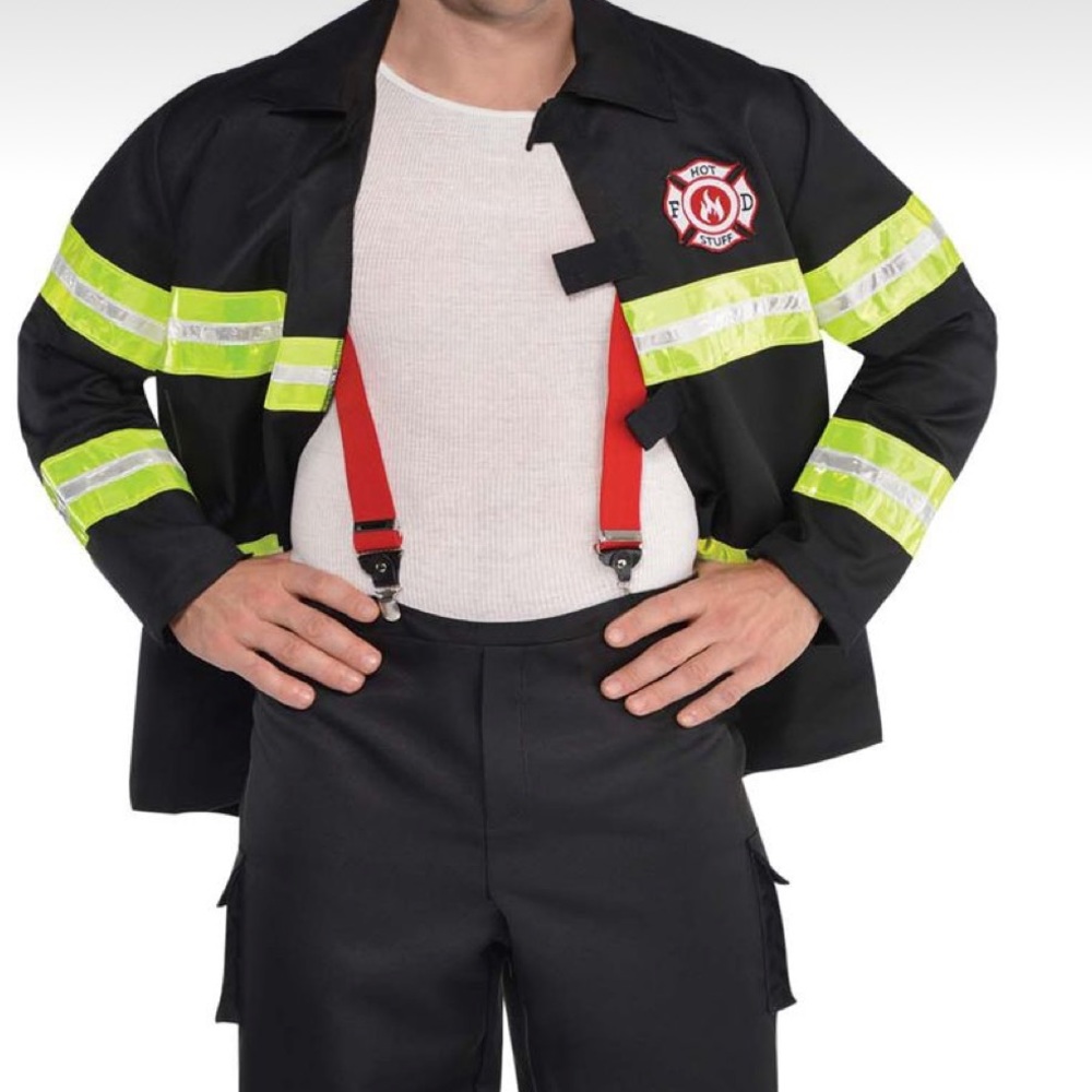 Men’s firefighter costume worn maybe hour